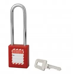Λουκέτο πλαστικό lockout 40 χιλ. κόκκινο με ατσάλινο λαιμό ύψους 76 χιλ. 1 κλειδί THIRARD THIRARD - 1 2