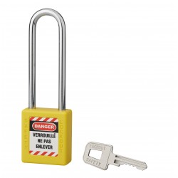 Λουκέτο πλαστικό lockout 40 χιλ. κίτρινο με ατσάλινο λαιμό ύψους 76 χιλ. 1 κλειδί THIRARD THIRARD - 1