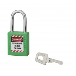 Λουκέτο πλαστικό lockout 40 χιλ. πράσινο με ατσάλινο λαιμό ύψους 38 χιλ. 1 κλειδί THIRARD THIRARD - 1