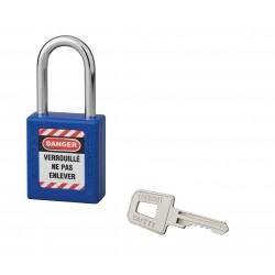 Λουκέτο πλαστικό lockout 40 χιλ. μπλε με ατσάλινο λαιμό ύψους 38 χιλ. 1 κλειδί THIRARD THIRARD - 1