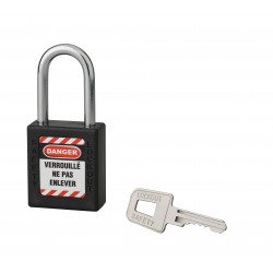 Λουκέτο πλαστικό lockout 40 χιλ. μαύρο με ατσάλινο λαιμό ύψους 38 χιλ. 1 κλειδί THIRARD THIRARD - 1