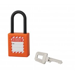Λουκέτο πλαστικό lockout 40 χιλ. πορτοκαλί με λαιμό nylon ύψους 38 χιλ. 1 κλειδί THIRARD THIRARD - 1 2