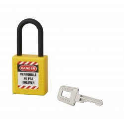 Λουκέτο πλαστικό lockout 40 χιλ.  κίτρινο με λαιμό nylon ύψους 38 χιλ. 1 κλειδί THIRARD THIRARD - 1