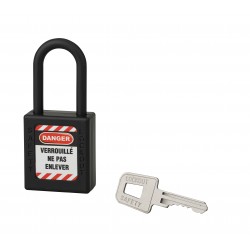 Λουκέτο πλαστικό lockout 40 χιλ.  μαύρομε λαιμό nylon ύψους 38 χιλ. 1 κλειδί THIRARD THIRARD - 1