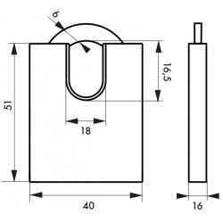 Λουκέτο MACH3 40 χιλ. με προστατευμένο λαιμο inox Φ6 - 2 κλειδιά THIRARD THIRARD - 1 2