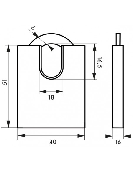 Λουκέτο MACH3 40 χιλ. με προστατευμένο λαιμο inox Φ6 - 2 κλειδιά THIRARD THIRARD - 2