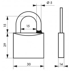 Λουκέτο MACH3 30 χιλ. λαιμός inox - 2 κλειδιά THIRARD THIRARD - 1 2