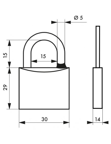 Λουκέτο MACH3 30 χιλ. λαιμός inox - 2 κλειδιά THIRARD THIRARD - 2