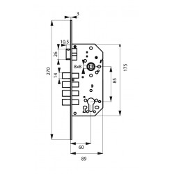 Κλειδαριά χωνευτή κυλίνδρου τρίαινα 60 x 85 THIRARD THIRARD - 1 2