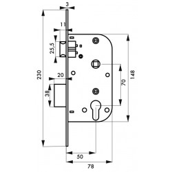 Κλειδαριά χωνευτή κυλίνδρου 50 x 70  THIRARD THIRARD - 1 2