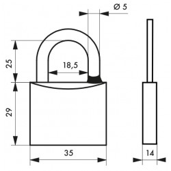 Λουκέτο MACH3 35 χιλ. λαιμός inox - 2 κλειδιά THIRARD THIRARD - 1 2