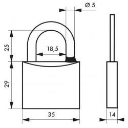 Λουκέτο MACH3 35 χιλ. λαιμός inox - 2 κλειδιά THIRARD THIRARD - 1 2