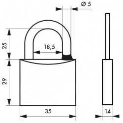 Λουκέτο MACH3 35 χιλ. λαιμός inox - 3 κλειδιά THIRARD THIRARD - 1 2