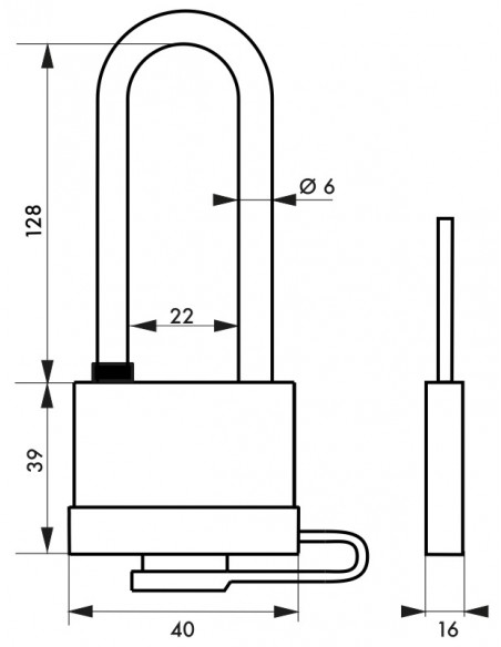 Λουκέτο MACH3 40 χιλ. μακρύλαιμο inox καλυμμένο PVC - 2 κλειδιά THIRARD THIRARD - 2