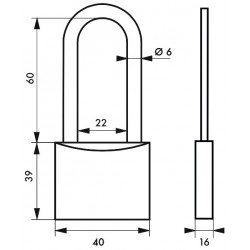 Λουκέτο TRANSIT 2 40 χιλ. μακρύλαιμο inox - 2 κλειδιά THIRARD THIRARD - 1 2
