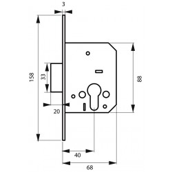 Κλειδαριά χωνευτή κυλίνδρου 40 x 47  THIRARD THIRARD - 1 2