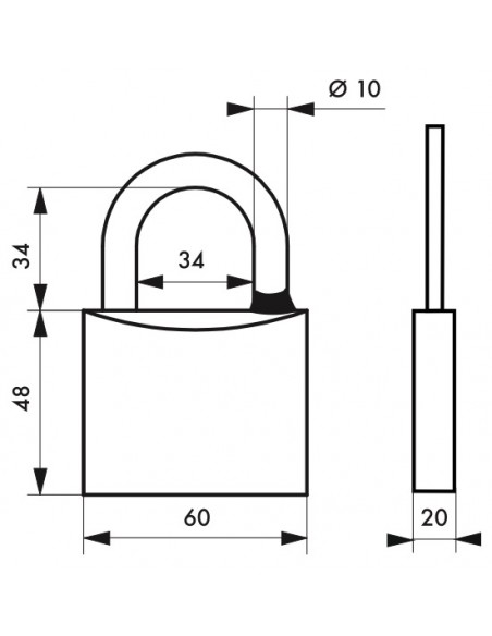 Λουκέτο MACH3 60 χιλ. λαιμός inox - 2 κλειδιά THIRARD THIRARD - 2