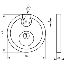Λουκέτο στρογγυλό ASTRA 70 χιλ. λαιμός inox - 2 κλειδιά THIRARD THIRARD - 1 2