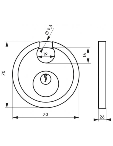 Λουκέτο στρογγυλό ASTRA 70 χιλ. λαιμός inox - 2 κλειδιά THIRARD THIRARD - 2