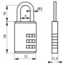Λουκέτο μεταβλητού συνδυασμού COMPACT 02 21 χιλ. THIRARD THIRARD - 1 2