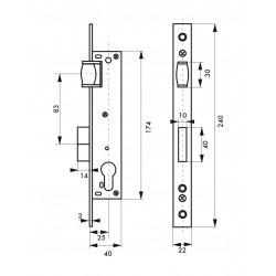 Κλειδαριά σιδερόπορτας με μπίλια 25 x 85 THIRARD THIRARD - 1 2