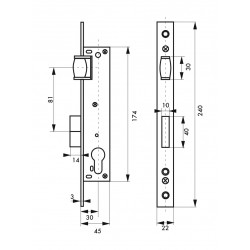 Κλειδαριά σιδερόπορτας με μπίλια 30 x 85 THIRARD THIRARD - 1 2