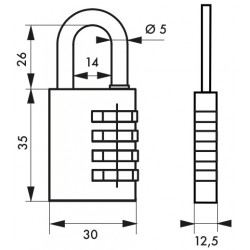 Λουκέτο συνδυασμού TYPE1 ALU CODE 30 χιλ. διάφορα χρώματα THIRARD THIRARD - 1 2