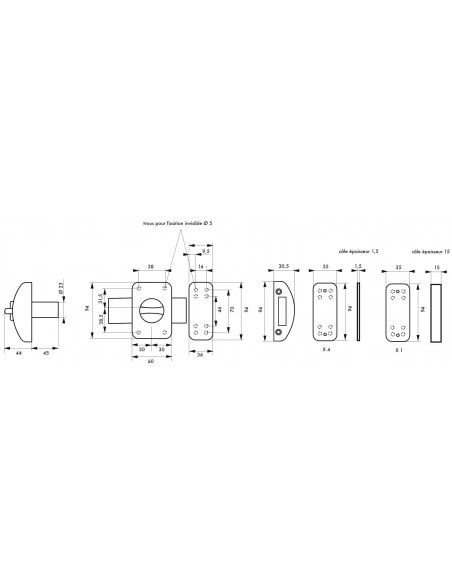Πρόσθετη ασφάλεια DESIGN 45 λευκή -  4 κλειδιά THIRARD διάγραμμα