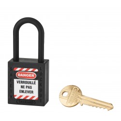 Λουκέτο πλαστικό lockout 38 χιλ. μαύρο με λαιμό nylon ύψους 38 χιλ. Φ6 1 κλειδί THIRARD THIRARD - 1