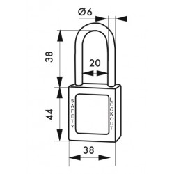 Λουκέτο πλαστικό lockout 38 χιλ. μαύρο με λαιμό nylon ύψους 38 χιλ. Φ6 1 κλειδί THIRARD THIRARD - 1 2
