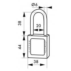 Λουκέτο πλαστικό lockout 38 χιλ. μπλε με λαιμό nylon ύψους 38 χιλ. Φ6 1 κλειδί THIRARD THIRARD - 1 2