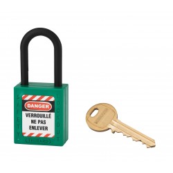 Λουκέτο πλαστικό lockout 38 χιλ. πράσινο με λαιμό nylon ύψους 38 χιλ. Φ6 1 κλειδί THIRARD THIRARD - 1