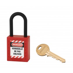 Λουκέτο πλαστικό lockout 38 χιλ. κόκκινο με λαιμό nylon ύψους 38 χιλ. Φ6 1 κλειδί THIRARD THIRARD - 1