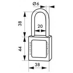 Λουκέτο πλαστικό lockout 38 χιλ. κόκκινο με λαιμό nylon ύψους 38 χιλ. Φ6 1 κλειδί THIRARD THIRARD - 1 2
