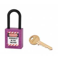 Λουκέτο πλαστικό lockout 38 χιλ. μωβ με λαιμό nylon ύψους 38 χιλ.  Φ6 1 κλειδί THIRARD THIRARD - 1