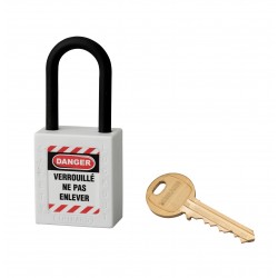 Λουκέτο πλαστικό lockout 38 χιλ. λευκόμε λαιμό nylon ύψους 38 χιλ. Φ6 1 κλειδί THIRARD THIRARD - 1