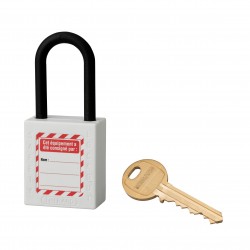 Λουκέτο πλαστικό lockout 38 χιλ. λευκόμε λαιμό nylon ύψους 38 χιλ. Φ6 1 κλειδί THIRARD THIRARD - 1 2