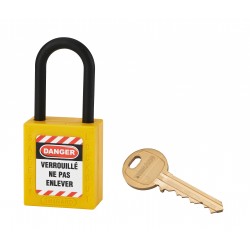 Λουκέτο πλαστικό lockout 38 χιλ. κίτρινο με λαιμό nylon ύψους 38 χιλ. Φ6 1 κλειδί THIRARD THIRARD - 1