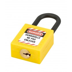 Λουκέτο πλαστικό lockout 38 χιλ. κίτρινο με λαιμό nylon ύψους 38 χιλ. Φ6 1 κλειδί THIRARD THIRARD - 1 2