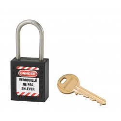 Λουκέτο πλαστικό lockout 38 χιλ. μαύρο με λαιμό inox ύψους 38 χιλ. Φ4,76 1 κλειδί THIRARD THIRARD - 1