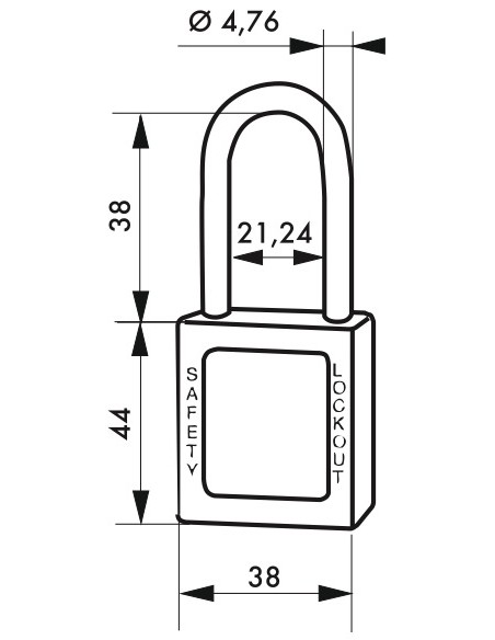 Λουκέτο πλαστικό lockout 38 χιλ. μαύρο με λαιμό inox ύψους 38 χιλ. Φ4,76 1 κλειδί THIRARD THIRARD - 2