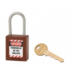 Λουκέτο πλαστικό lockout 38 χιλ. καφέ  με λαιμό inox ύψους 38 χιλ. Φ4,76 1 κλειδί THIRARD THIRARD - 1