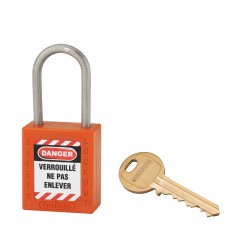 Λουκέτο πλαστικό lockout 38 χιλ. πορτοκαλί  με λαιμό inox ύψους 38 χιλ. Φ4,76 1 κλειδί THIRARD THIRARD - 1