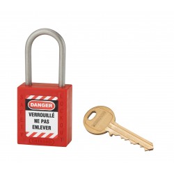 Λουκέτο πλαστικό lockout 38 χιλ. κόκκινο  με λαιμό inox ύψους 38 χιλ. Φ4,76 1 κλειδί THIRARD THIRARD - 1