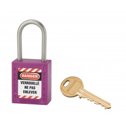 Λουκέτο πλαστικό lockout 38 χιλ. μωβ  με λαιμό inox ύψους 38 χιλ. Φ4,76 1 κλειδί THIRARD THIRARD - 1