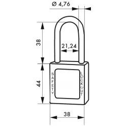 Λουκέτο πλαστικό lockout 38 χιλ. μωβ  με λαιμό inox ύψους 38 χιλ. Φ4,76 1 κλειδί THIRARD THIRARD - 1 2