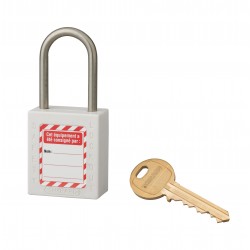 Λουκέτο πλαστικό lockout 38 χιλ. λευκό με λαιμό inox ύψους 38 χιλ. Φ4,76 1 κλειδί THIRARD THIRARD - 1 2