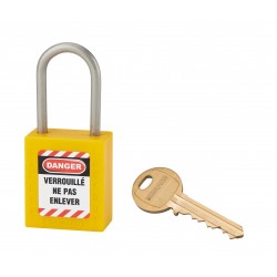 Λουκέτο πλαστικό lockout 38 χιλ. κίτρινο  με λαιμό inox ύψους 38 χιλ. Φ4,76 1 κλειδί THIRARD THIRARD - 1