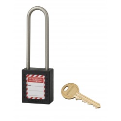 Λουκέτο πλαστικό lockout 38 χιλ. μαύρομε λαιμό inox ύψους 76 χιλ. Φ4,76 1 κλειδί THIRARD THIRARD - 1 2