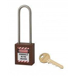 Λουκέτο πλαστικό lockout 38 χιλ. καφέ με λαιμό inox ύψους 76 χιλ. Φ4,76 1 κλειδί THIRARD THIRARD - 1